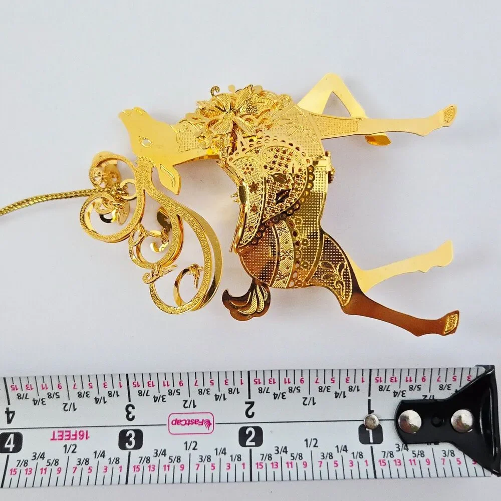 2016 Annual Fanciful Reindeer Danbury Mint Christmas Ornament 23k Gold Plated